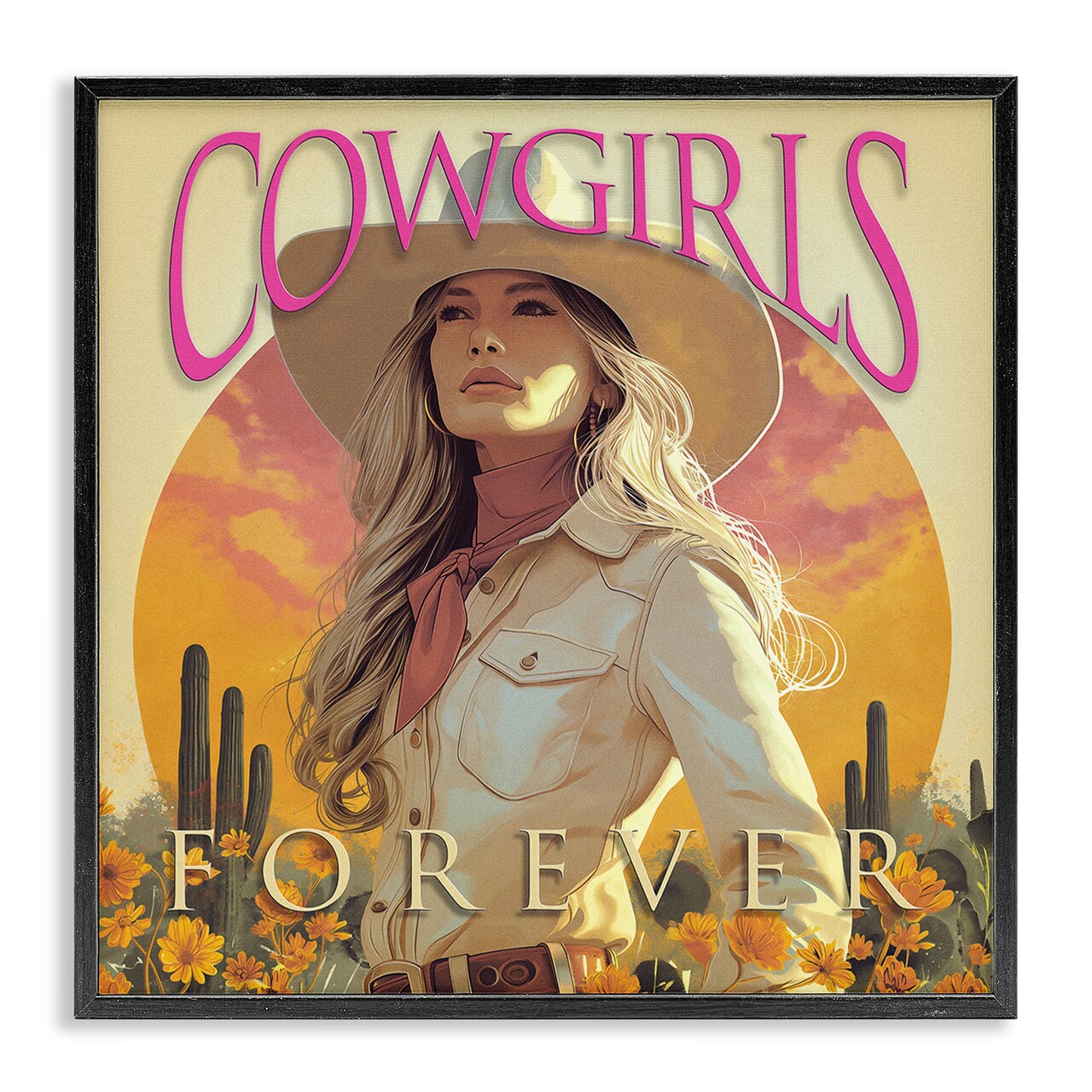 Stupell Industries Cowgirls Forever Portrait Framed Giclee Wall Art Design by Steve Hunziker